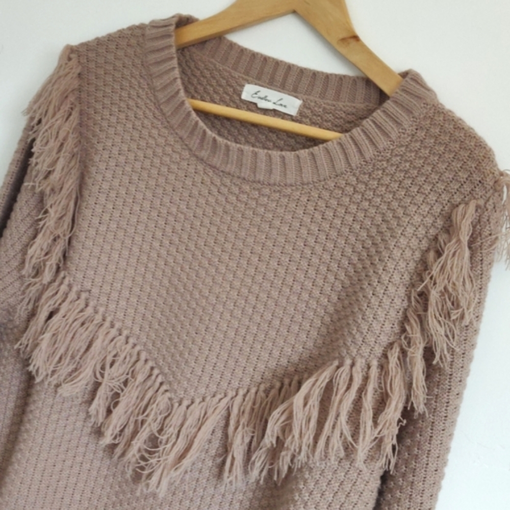 Fringed Tan Sweater